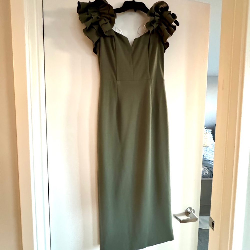 Off-the-Shoulder Ruffle Olive Dress Size S